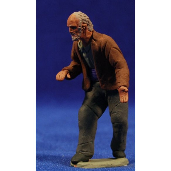 Pastore vecchio catalano adorando 8 cm terracotta dipinte Delgado