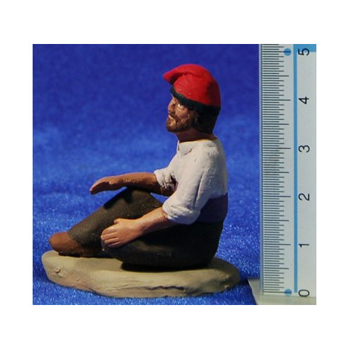 Pastor catalán sentado 8 cm barro pintado Delgado