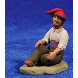 Pastore catalano seduto 8 cm terracotta dipinte Delgado
