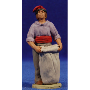 Pastore catalano con un sacchetto aperto 8 cm terracotta dipinte Delgado