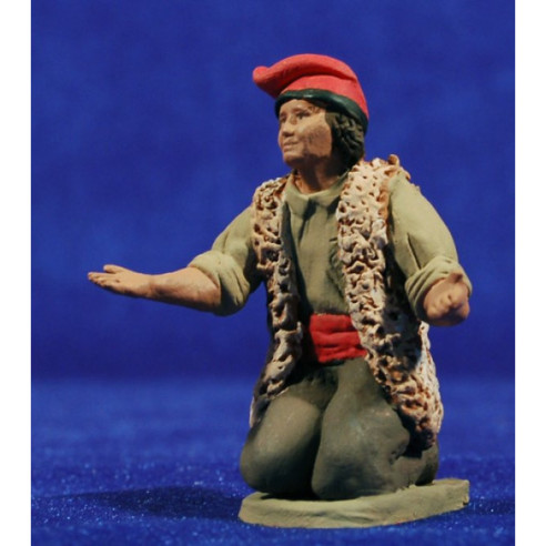 Pastor català amb samarra adorant 8 cm fang pintat Delgado