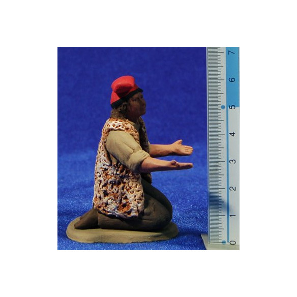Pastor català amb samarra adorant 8 cm fang pintat Delgado