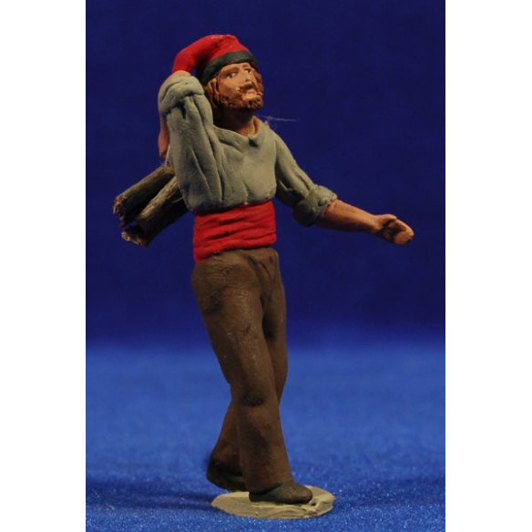 Pastore catalano con legno 8 cm terracotta dipinte Delgado
