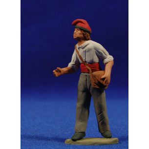Shepherd catalan with a bag 8 cm clay painted Delgado