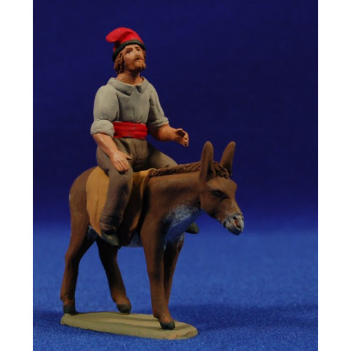 Pastore catalano con asino in piedi 8 cm terracotta dipinte Delgado