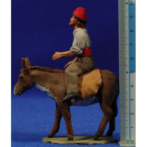 Pastore catalano con asino in piedi 8 cm terracotta dipinte Delgado