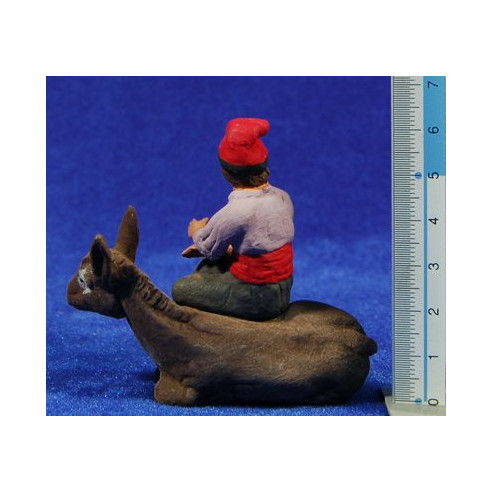 Pastore catalano con asino sdraiato 8 cm terracotta dipinte Delgado