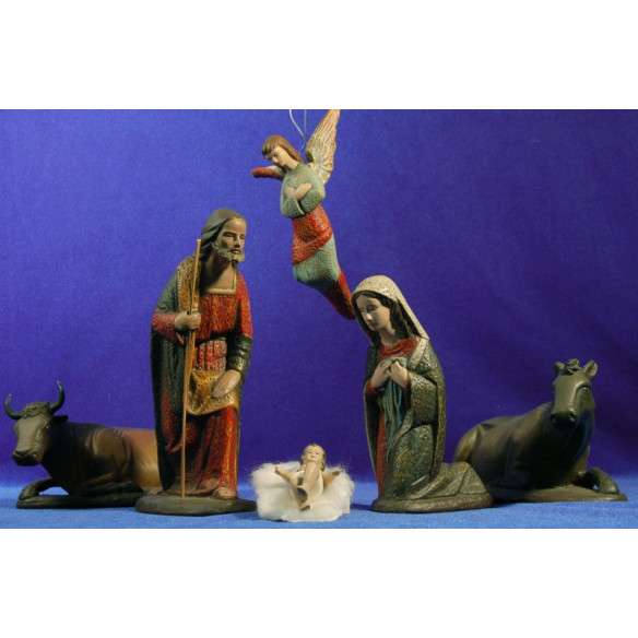 Nativity 21 cm clay painted Serrano