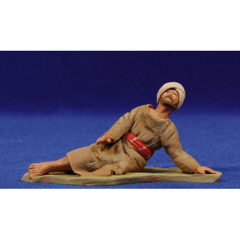 Pastore ebraico sdraiato 8 cm terracotta dipinte Delgado