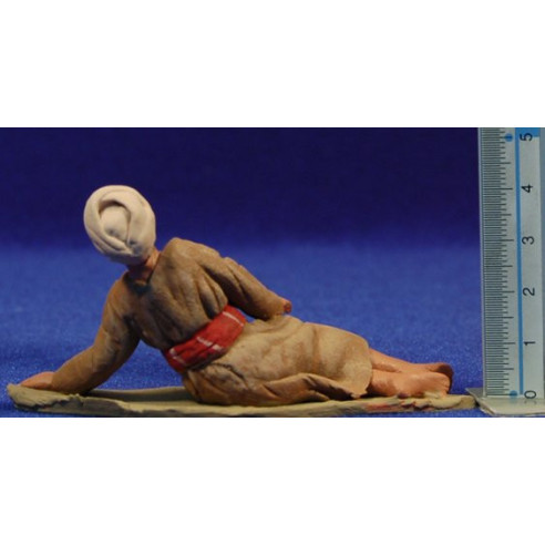 Pastore ebraico sdraiato 8 cm terracotta dipinte Delgado
