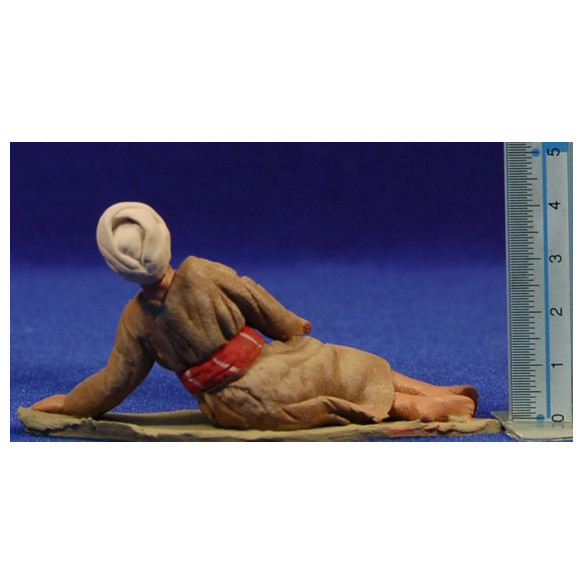 Pastore ebraico sdraiato 8 cm terracotta dipinte Delgado