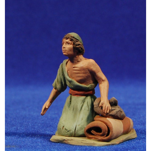 Pastore ebraico adorano 8 cm terracotta dipinte Delgado
