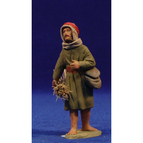 Pastor hebreu amb feix de palla 8 cm fang pintat Delgado