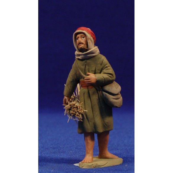 Pastore ebraico con fascio di paglia 8 cm terracotta dipinte Delgado