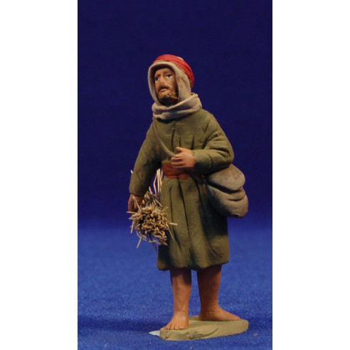 Pastor hebreo con paja 8 cm barro pintado Delgado