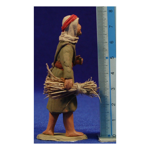 Pastor hebreo con paja 8 cm barro pintado Delgado