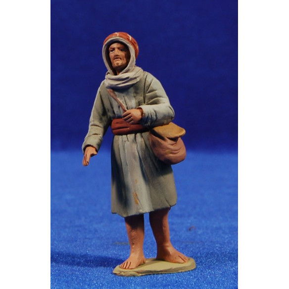 Pastore ebreo con borsa 8 cm di terracotta dipinte Delgado