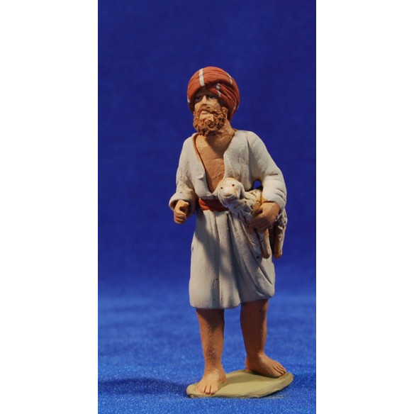 Pastore ebraico con agnello 8 cm terracotta dipinte Delgado