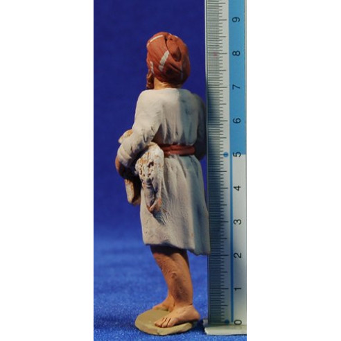 Pastore ebraico con agnello 8 cm terracotta dipinte Delgado