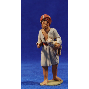Pastore ebraico con agnello 8 cm terracotta dipinte Delgado