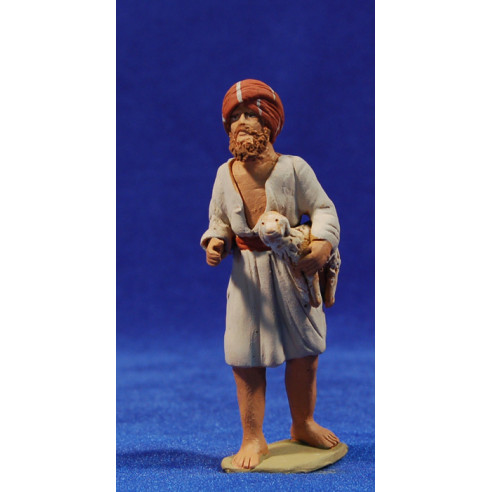 Pastor hebrea con cordero 8 cm barro pintado Delgado