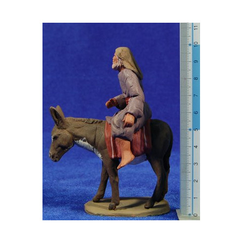 Pastore vecchio ebraico sull'asino 8 cm terracotta dipinte Delgado