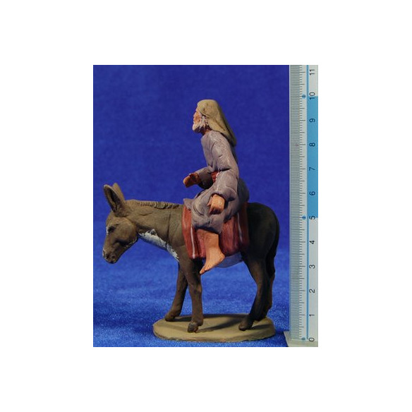 Pastor anciano hebreo con asno 8 cm barro pintado Delgado
