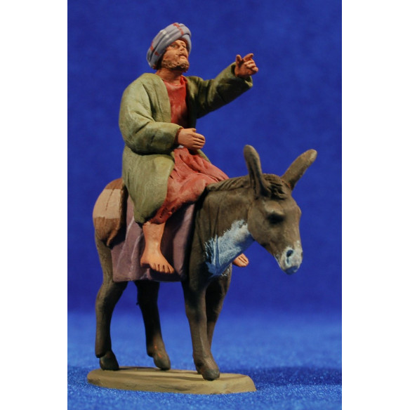 Pastore ebraico di puntamento un asino 8 cm terracotta dipinte Delgado