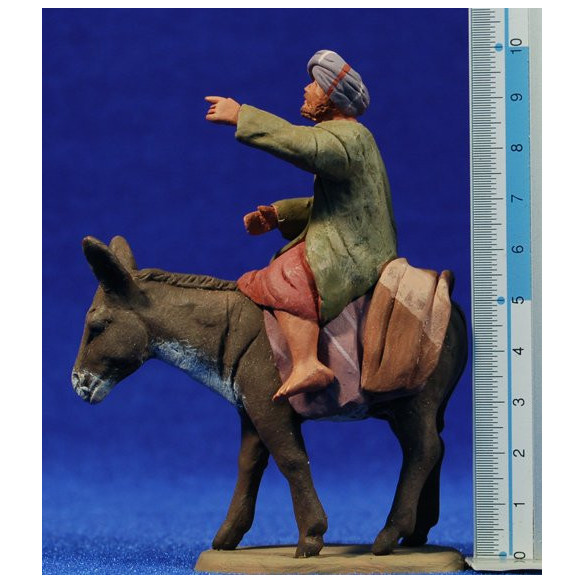 Pastore ebraico di puntamento un asino 8 cm terracotta dipinte Delgado