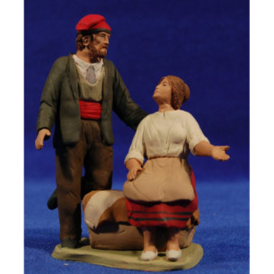 Shepherd double 12 cm clay painted Delgado