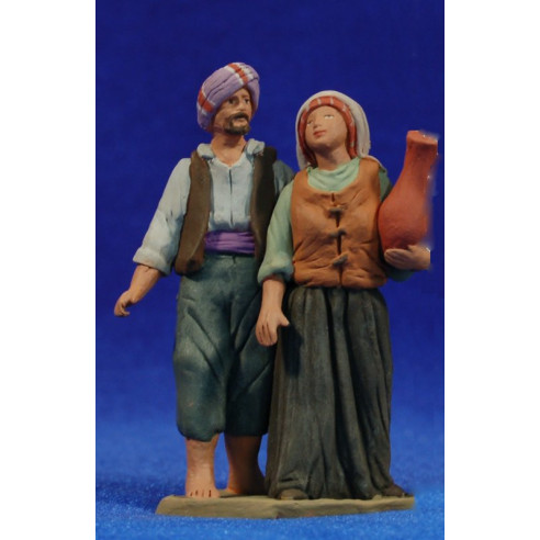 Pastor pareja 8 cm barro pintado Delgado