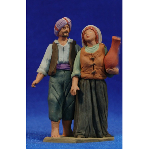 Pastor pareja 8 cm barro pintado Delgado