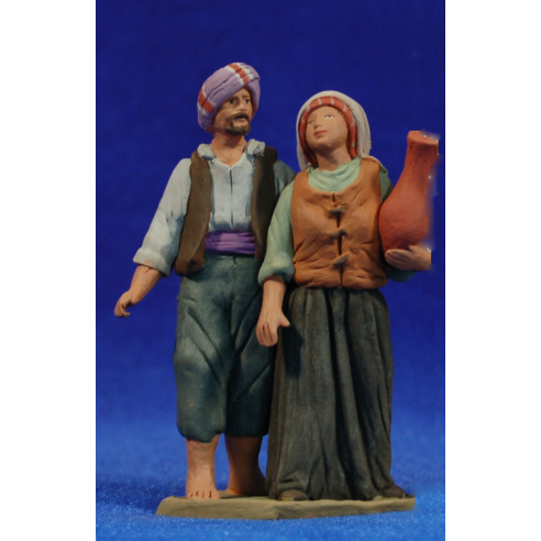 Shepherd double 8 cm clay painted Delgado