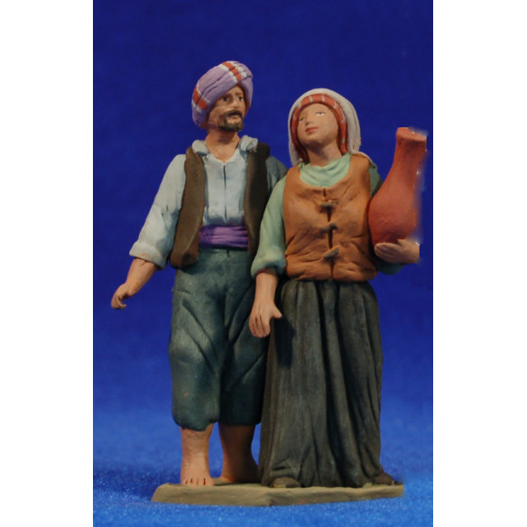 Pastor pareja 8 cm barro pintado Delgado