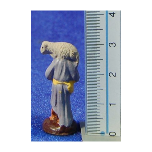 Pastor con cordero M1 3 cm barro pintado Fabregat
