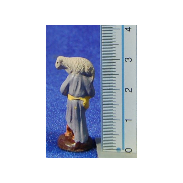Pastor con cordero M1 3 cm barro pintado Fabregat
