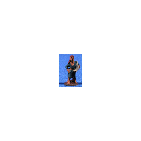 Pastor con cordero M2 3 cm barro pintado Fabregat