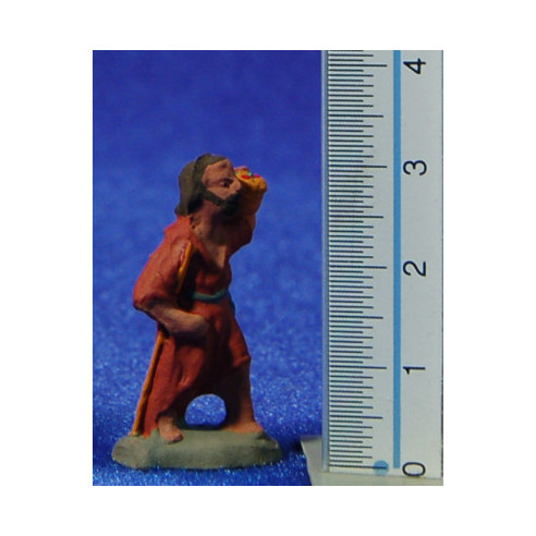 Pastor con cesto 3 cm barro pintado Fabregat