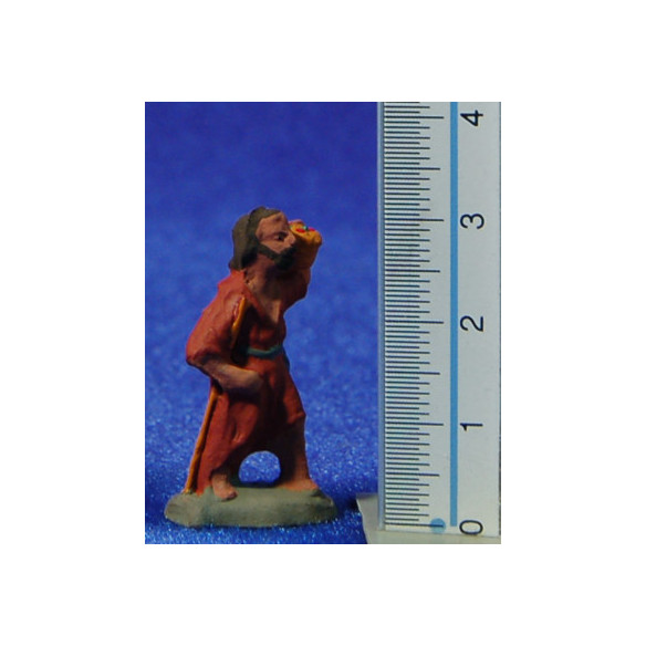 Pastor con cesto 3 cm barro pintado Fabregat
