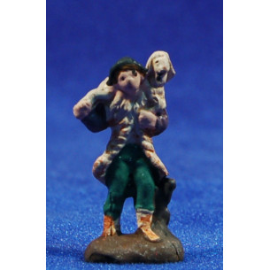 Shepherd with lamb 3 cm clay painted