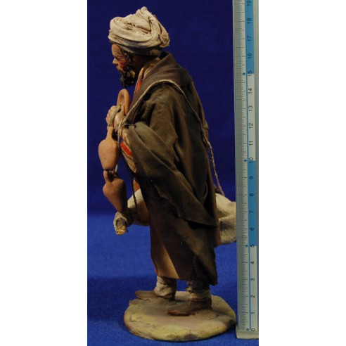 Shepherd with saddlebag  18 cm clay and clothes painted "style" Tripi