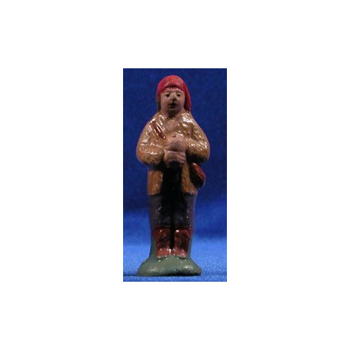 Pastore con tascapane 7 cm terracotta dipinte