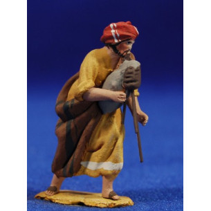 Shepherd musician with bagpipe 4 cm clay painted De Francesco