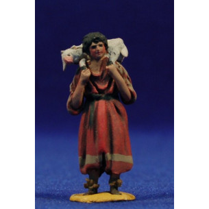 Pastor cordero hombros 4 cm barro pintado De Francesco