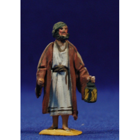 Pastor con farolillo 4 cm barro pintado De Francesco