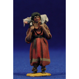 Pastor cordero hombros 4 cm barro pintado De Francesco