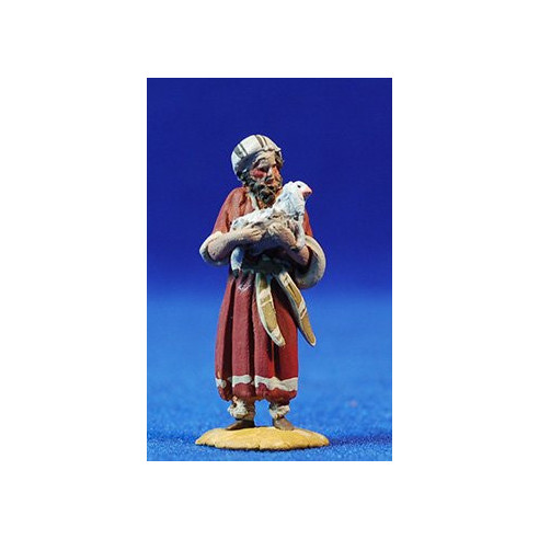 Pastor cordero brazos 4 cm barro pintado De Francesco