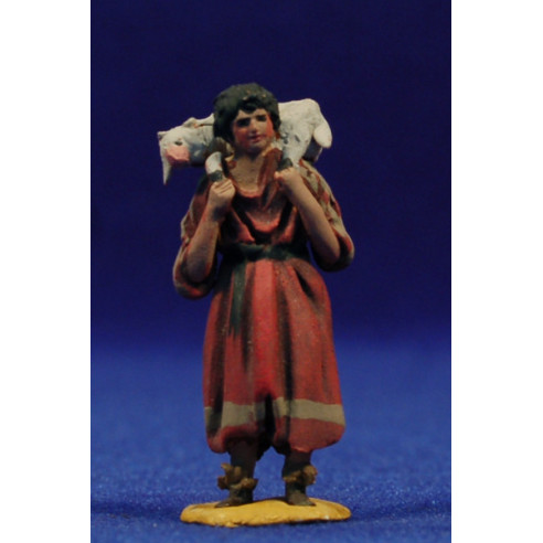Pastor cordero hombros 4 cm barro pintado De Francesco