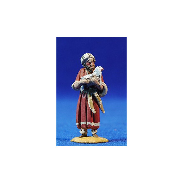 Pastor cordero brazos 4 cm barro pintado De Francesco