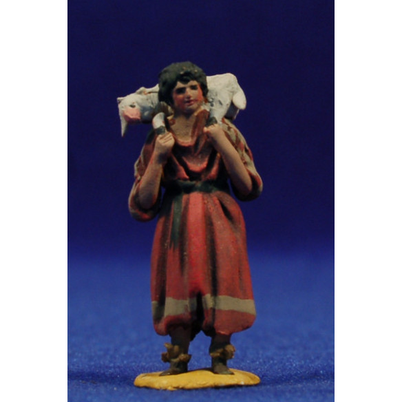 Pastor cordero hombros 4 cm barro pintado De Francesco